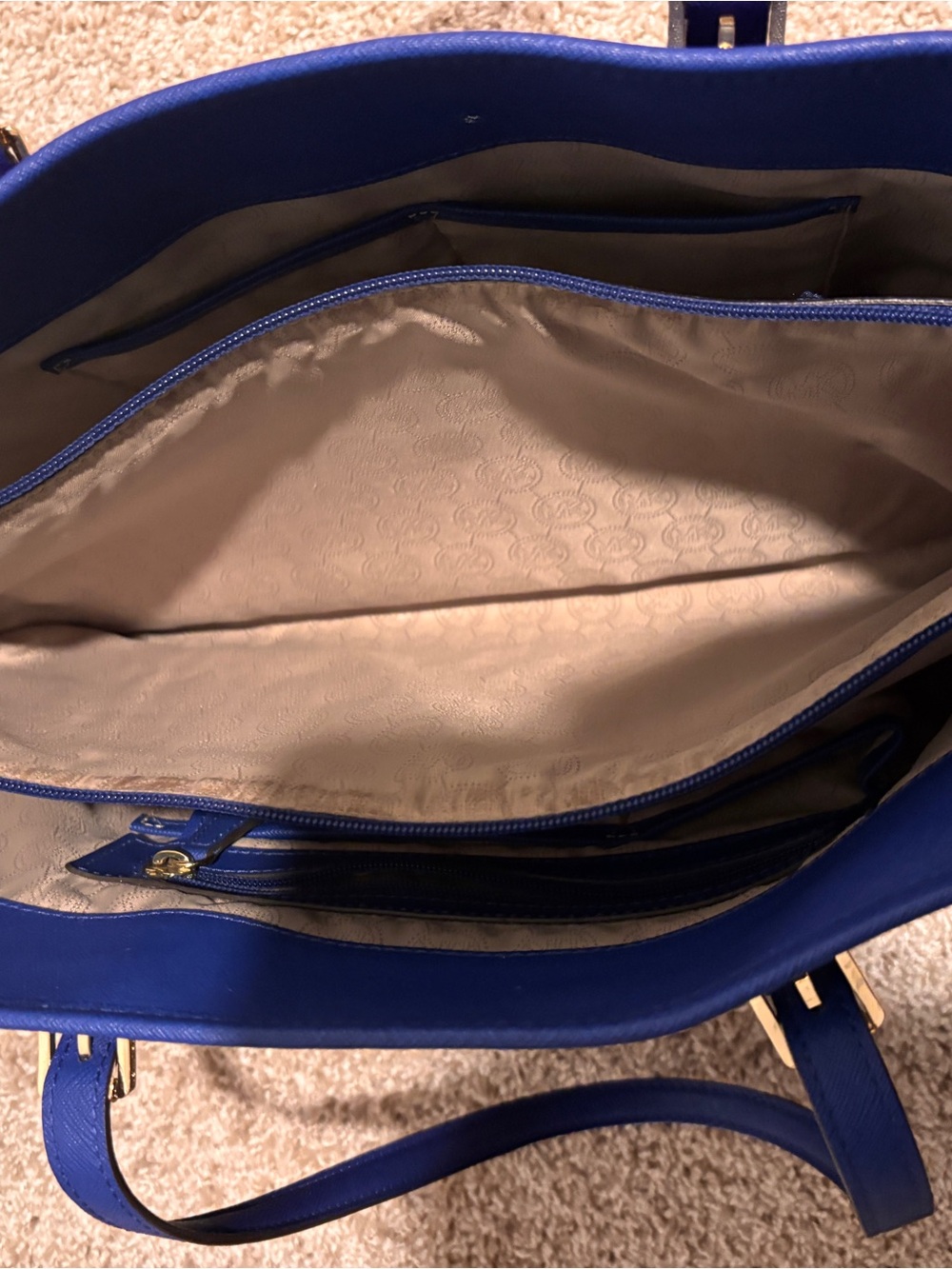 Michael Kors Royal Blue Jet Set Large Tote Gold Hardware - Picture 7 of 7